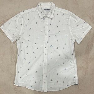 Express White Sailboat Print Men's Shirt